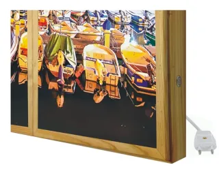 Cuadro de madera con paisaje nocturno