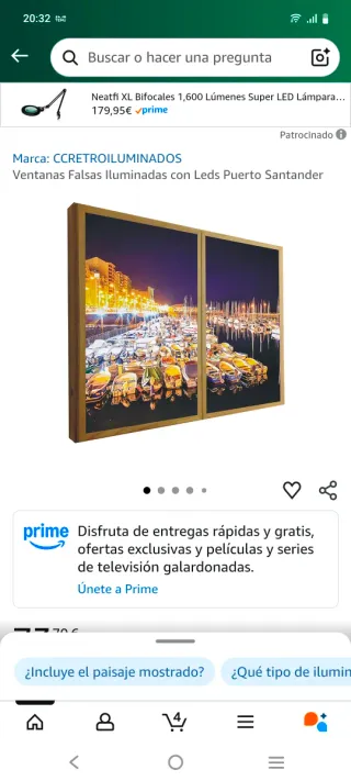 Cuadro de madera con paisaje nocturno