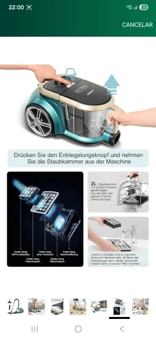 Aspiradora Eureka sin bolsa 800W