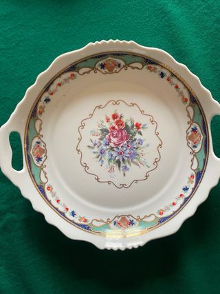 2 Vassoi Vintage in Ceramica Decorati Fiori Oro