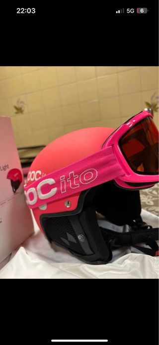 Casco y gafas esquí rosa POC