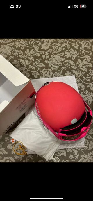 Casco y gafas esquí rosa POC