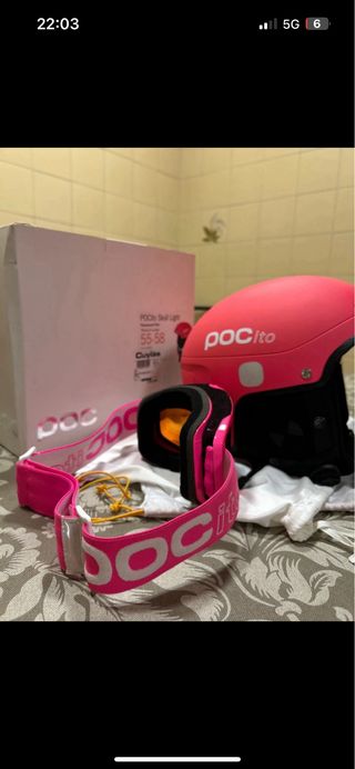 Casco y gafas esquí rosa POC