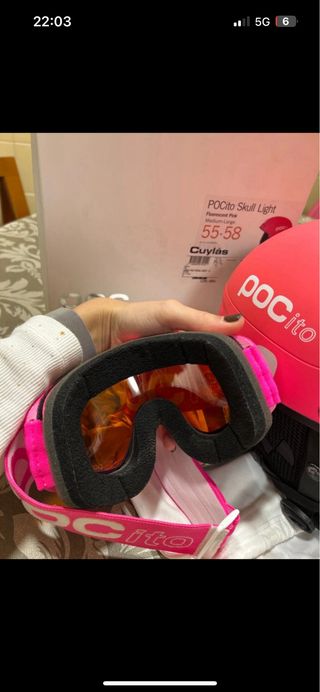 Casco y gafas esquí rosa POC