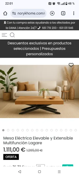 Mesa Eléctrica Elevable y Extensible. SIN USO