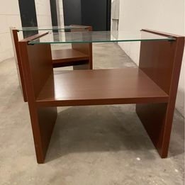 Coppia Comodini Legno con Piano in Vetro