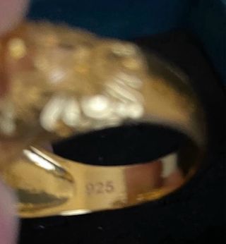 Anillo Plata Baño Oro Piedra Negra