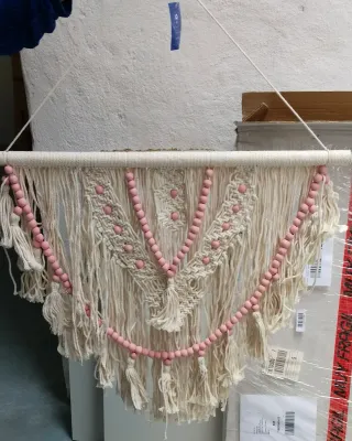 2 Tapiz Macramé con Cuentas Rosas