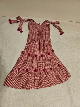 Vestido Verano Niña Cuadros Rojo