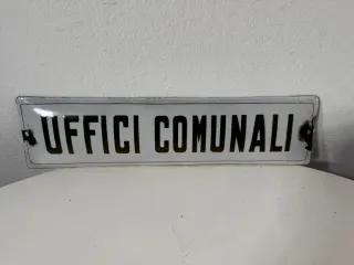 Insegna smaltata UFFICI COMUNALI anni '30