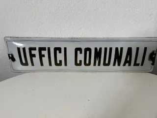 Insegna smaltata UFFICI COMUNALI anni '30