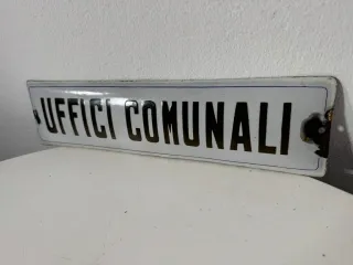 Insegna smaltata UFFICI COMUNALI anni '30