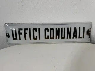 Insegna smaltata UFFICI COMUNALI anni '30