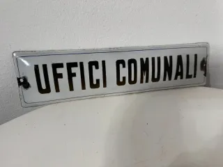Insegna smaltata UFFICI COMUNALI anni '30