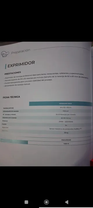Exprimidor de naranjas Savemah profesional