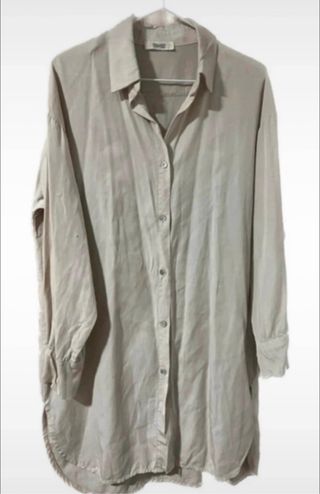 Camisa Vestido Beige con Diseño de Águila