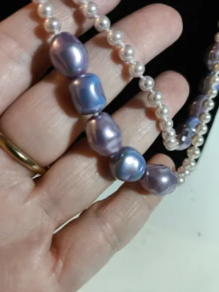 Collar Perlas Lavanda Vintage Doble