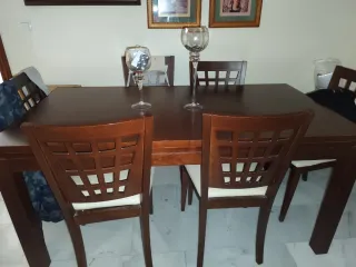 Mesa extensible salón + 6 sillas