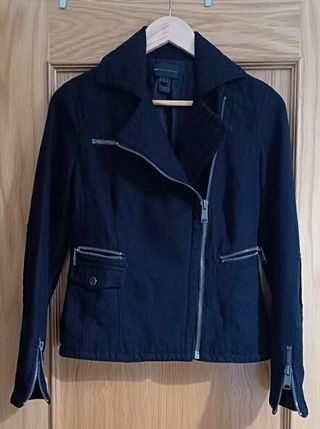 Cazadora Biker Lana Mango Talla XS