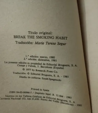 Libro "Cómo dejar de fumar"