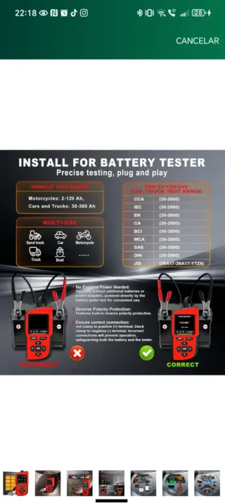 Probador Batería BT90 PRO CCA 30-3800
