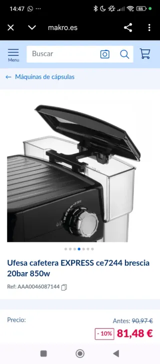 Cafetera Ufesa Express 20bar 850w