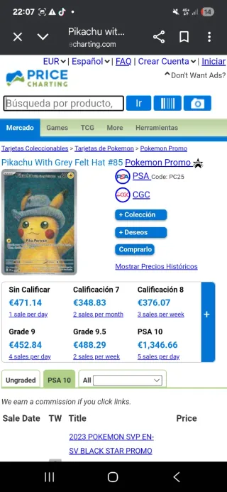 Pikachu Van Gogh PSA 10 GEM MT