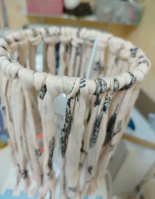 Lampada vintage tessuto beige rosa