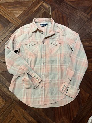 Camisa Ralph Lauren cuadros rosa y beige