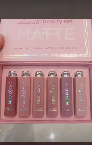 Set 6 Labiales Miss Royal Matte Lip Glow