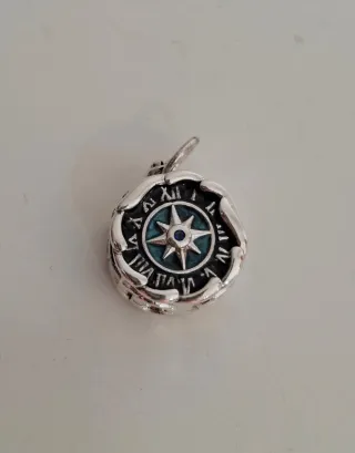 Charm Reloj Brújula Plata y Turquesa