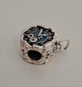 Charm Reloj Brújula Plata y Turquesa