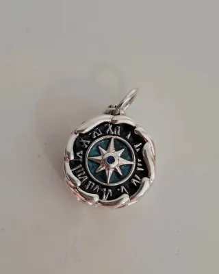 Charm Reloj Brújula Plata y Turquesa