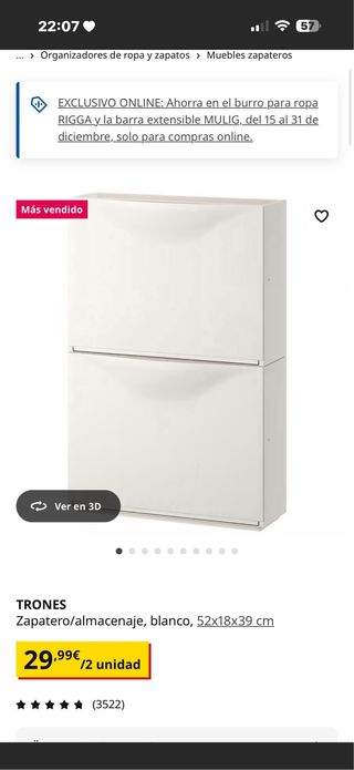 Zapateros blancos con balda de madera