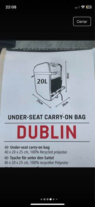 Mochila Negra debajo asiento avión