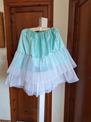 Cancán de niña tul blanco y turquesa