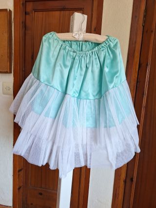 Cancán de niña tul blanco y turquesa