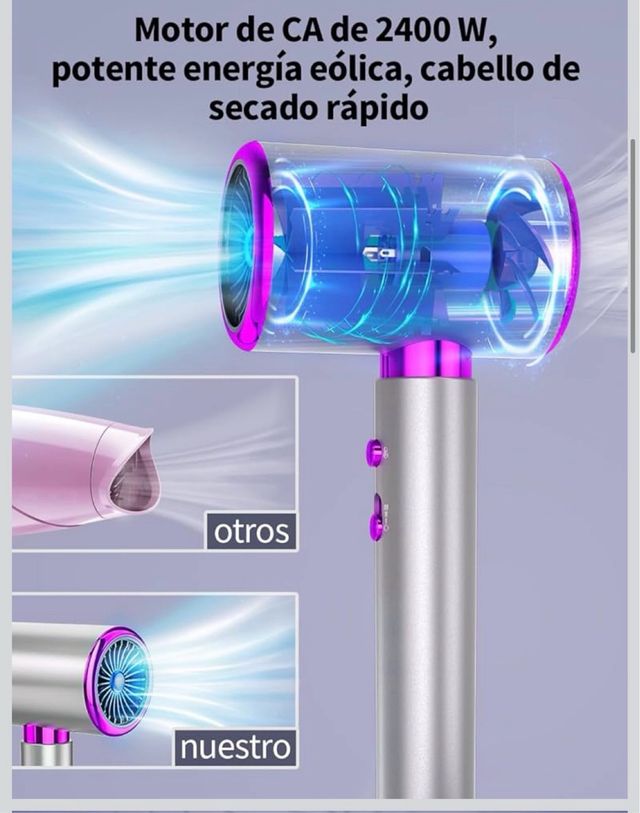 Secador de pelo gris y morado