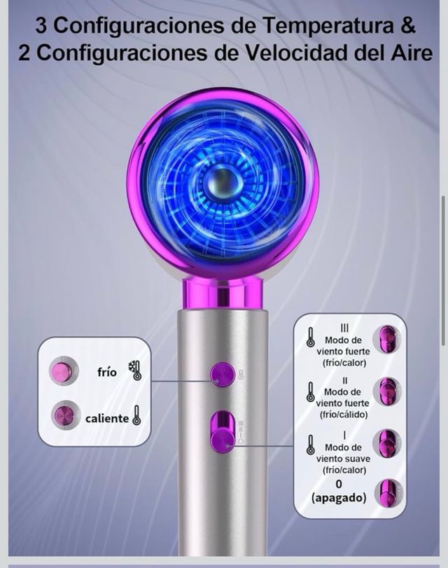 Secador de pelo gris y morado