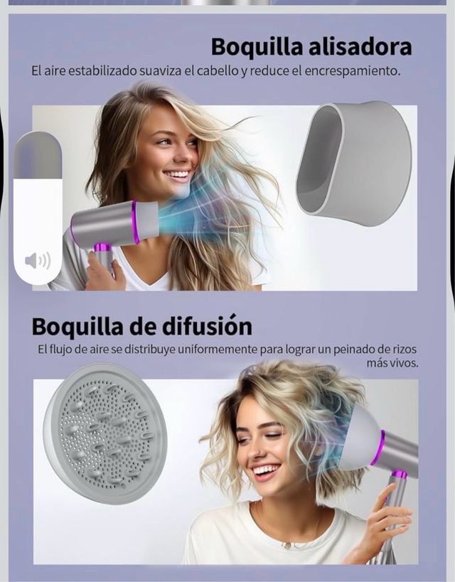 Secador de pelo gris y morado