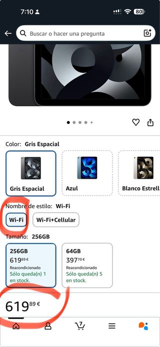 iPad Air 5ª Gen 256GB gris grafito