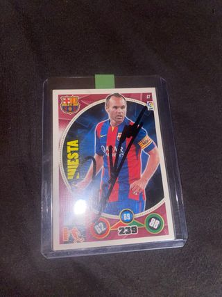 Cromo Iniesta firmado