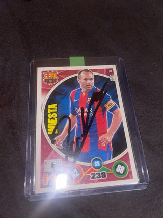 Cromo Iniesta firmado