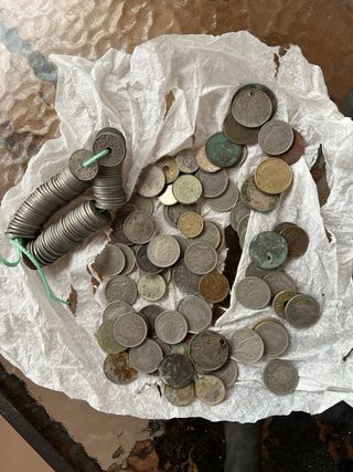 Lote de monedas antiguas realillos y pesetas