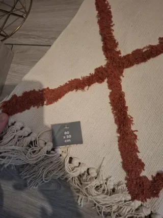 Alfombra beige 80x50 con flecos