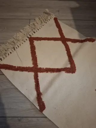 Alfombra beige 80x50 con flecos