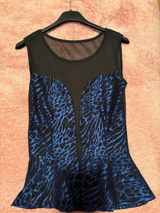 Top fiesta talla única azul y negro