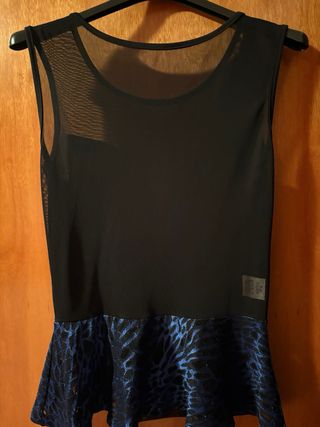 Top fiesta talla única azul y negro