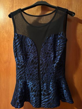 Top fiesta talla única azul y negro