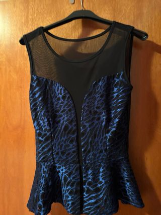 Top fiesta talla única azul y negro